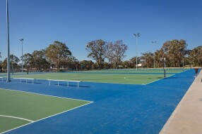 Green and blue netball court