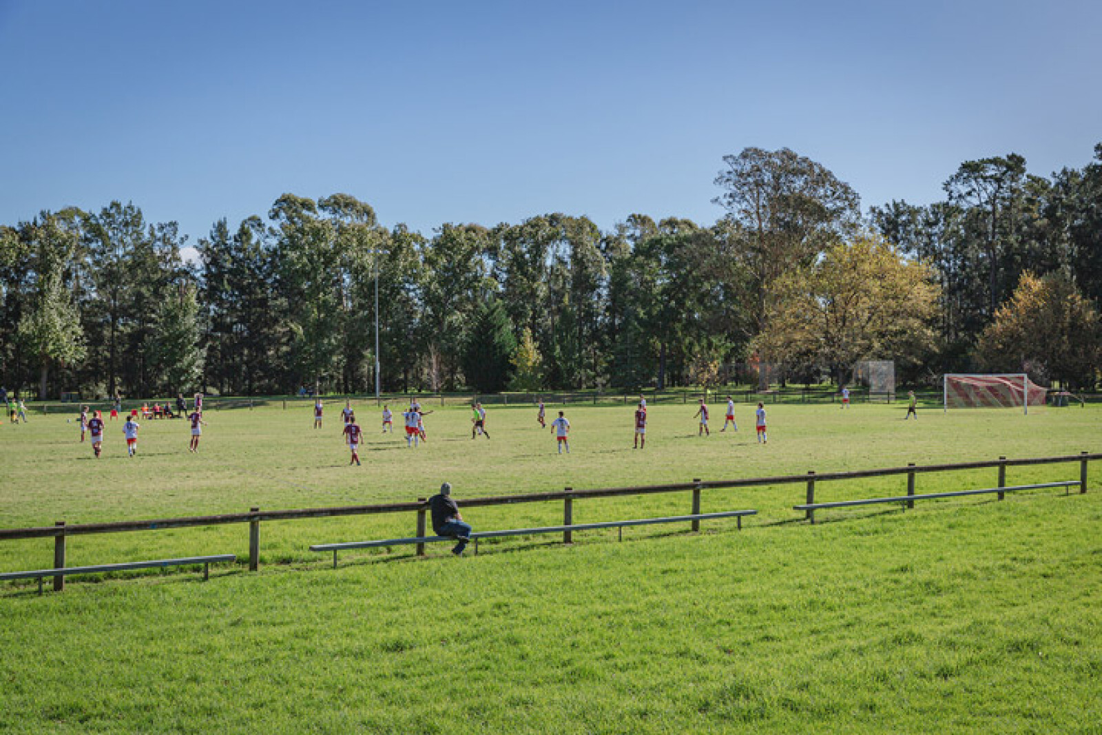 Footy players on Hume Oval