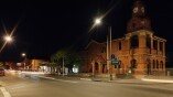 Picton main street at night with car trail lights