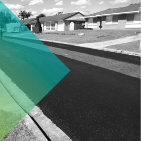 Residential road with driveways